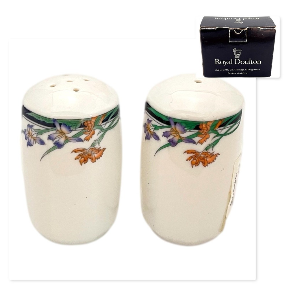 Royal‎ Doulton Juno Side Salt & Pepper Shaker Floral 1988 Vintage NEW Boxed